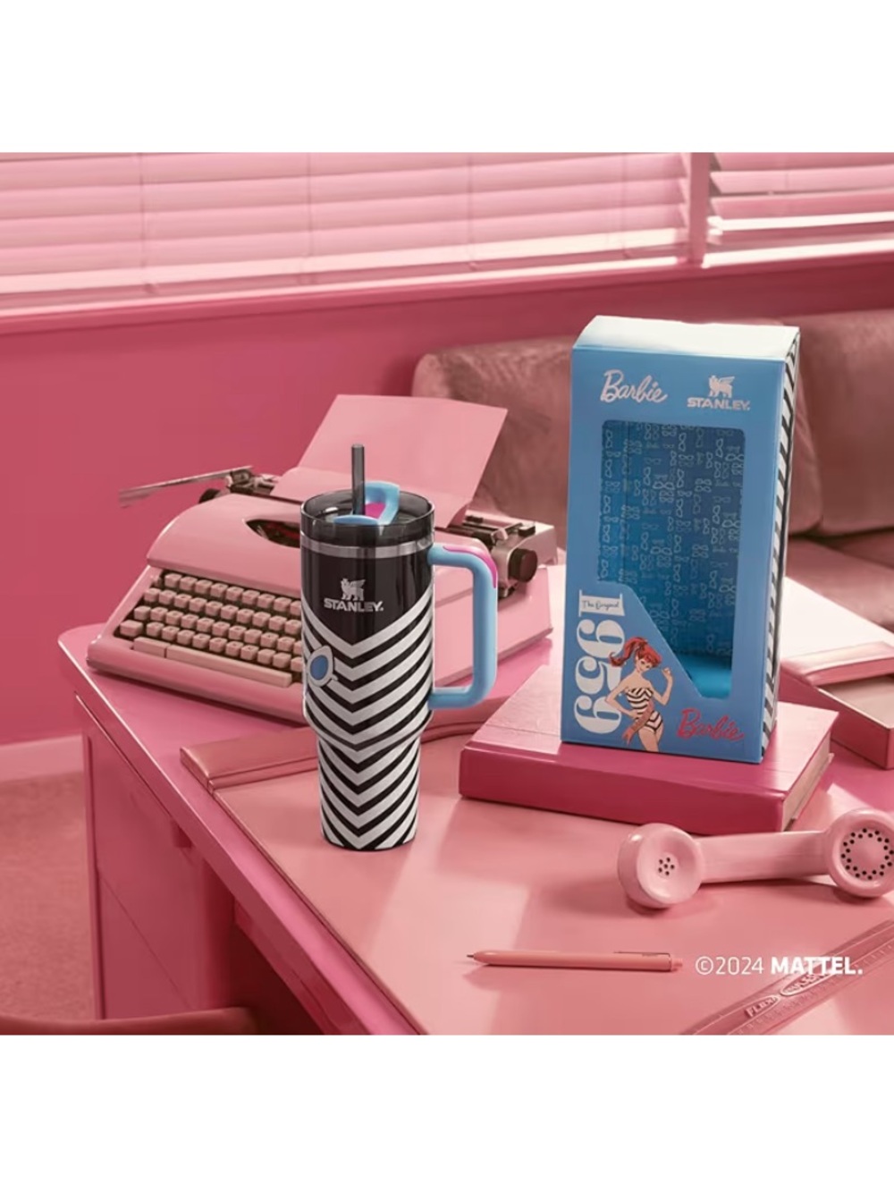 Stanley Barbie 1959 Original Quencher Black and White Chevron (40-ounce) NWT - Picture 9 of 12